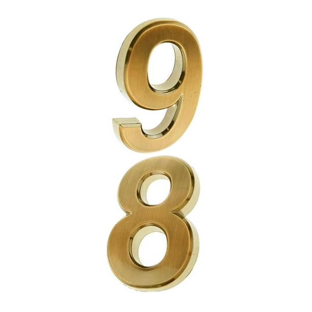 Letreros de dirección de puerta con números dorados, adhesivos para decoración de puertas de casa 8 9