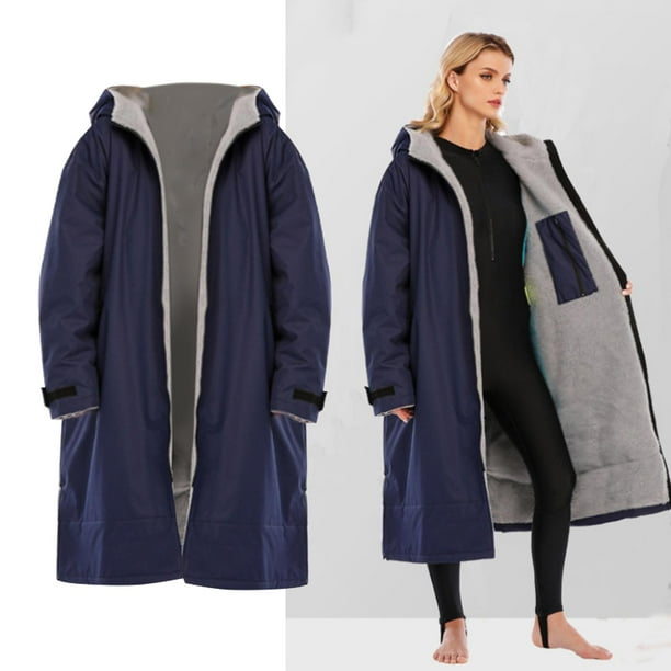Impermeable Cremallera Surf Cambio Adultos Unisex Al Aire Libre Abrigo Cálido Chaqueta Resistente a Intemperie Swim Parka Prendas de Vestir Po , Azu Gris Talla Talla Gris DYNWAVEMX Cambio de chaqueta de túnica