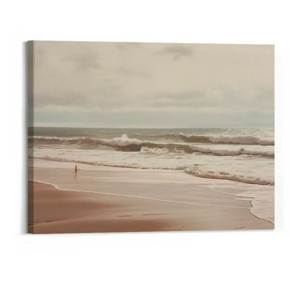 Neutral Landscape Painting Beach Landscape Prints Coastal Ocean Wall Art Beach Scene Artwork Farmhouse Landscape Pictures Coastal Landscape Wall Art Boho Beach Painting Neutral Beach Prints 20x16in