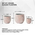 thumbnail image 2 of XBrand 17.7", 12.6" and 9"W Round Beige and Golden Fiberstone/Cement Indoor Outdoor Planters (Set of 3), Modern Decorative Plant Pots with Drain Hole for All House Plants, Succulents & Flowers, 2 of 9
