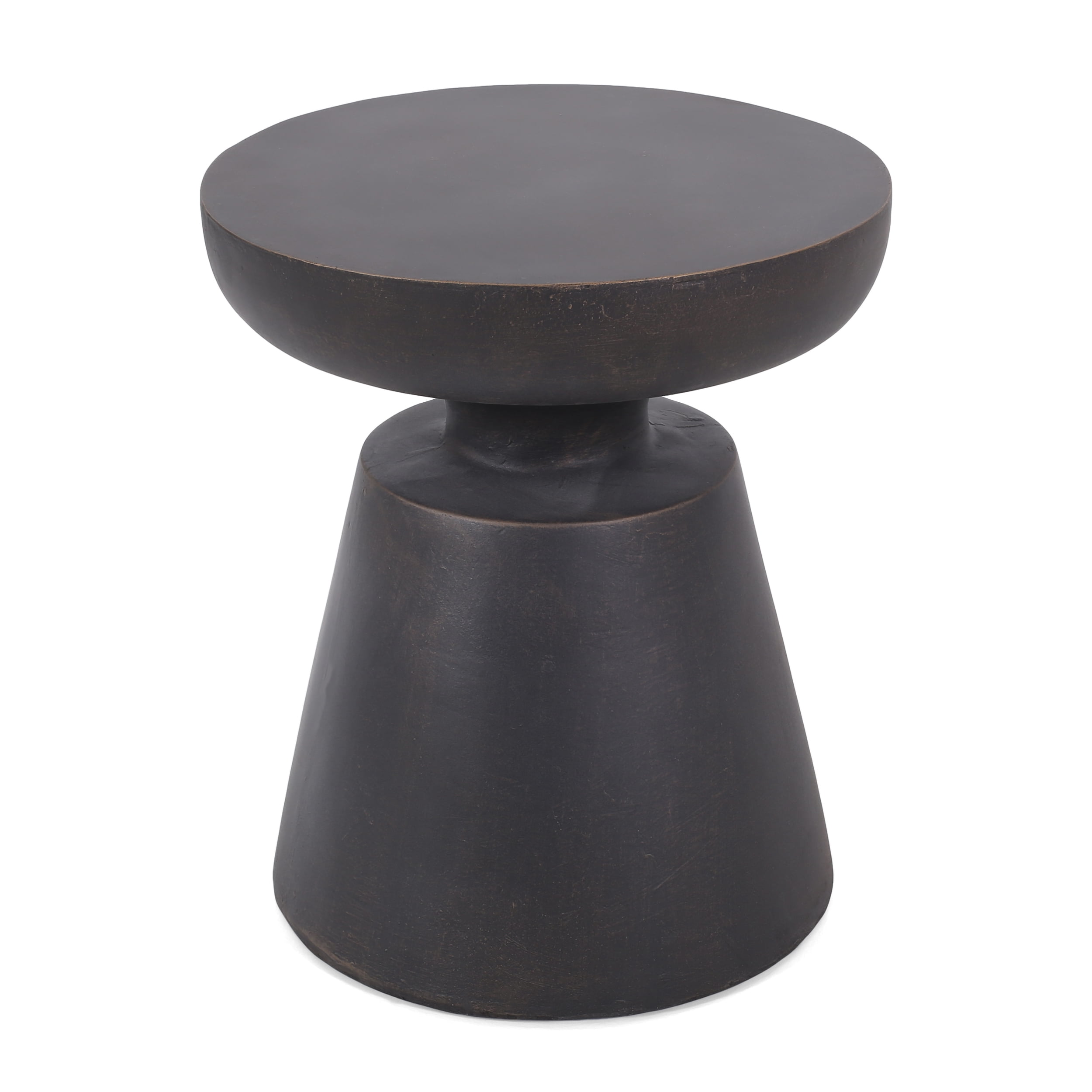 Outdoor Copper Tone Side Table, Lightweight Concrete Material for Patio Garden, Copper