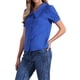 thumbnail image 4 of BLUSA CHIC PARA MUJER CON CUELLO PETER PAN Y MANGAS CORTAS ABULLONADAS CAMISA RETRO XL AZUL REAL, 4 of 6
