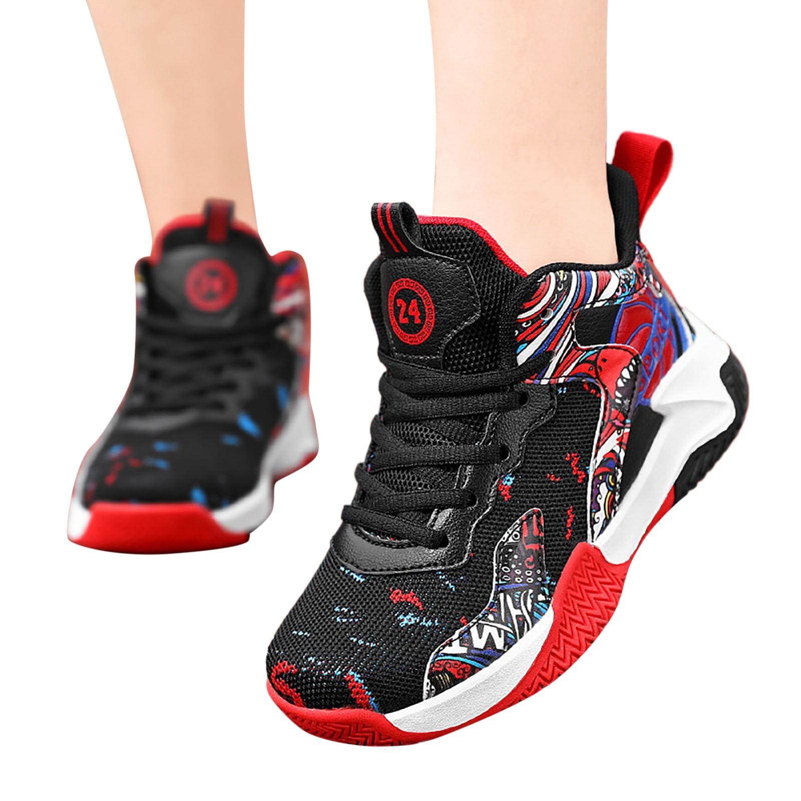 QWIED Sneakers For Boys Kids Sneakers Lace Shoes Fashion Mesh Lace Non Breathable Sport Shoes 9.5 Years-10 Years