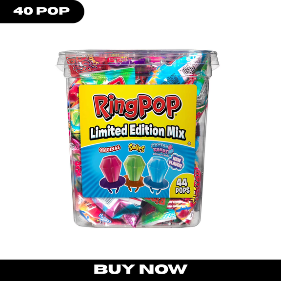 Ring Pop Variety Pack, 0.5 oz., 44-Count, Assorted Flavored Lollipop Rings