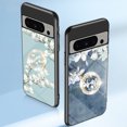 thumbnail image 6 of Feishell Compatible with Google Pixel 7a 6.1 inch Flower Pattern Case with Diamond Ring Holder Support Magnetic Car Mount,Shockproof Luxury Glossy Glass Slim Phone Case for Women Girls,F, 6 of 12