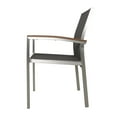 thumbnail image 4 of GDF Studio Swarthmore Outdoor Aluminum Dining Chairs with Faux Wood Accents, Set of 4, Silver, Gray, Natural Brown, Outdoor Mesh, 4 of 5