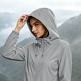 thumbnail image 4 of AherBiu Rain Jacket Women Packable Raincoats Long Sleeve Zip-Up Hooded Lightweight Softshell Jacket(XX-Large,Gray), 4 of 6