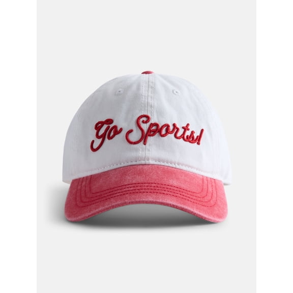 No Boundaries Women's Cotton Twill Game Day Baseball Hat, White