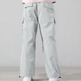 thumbnail image 6 of DJDLJWCJ Teen Boys School Uniform Pants Straight Fit Wide Leg Cargo Pants Elastic Waist Comforty Lightweight Pants Gray Size 12, 6 of 6