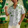 thumbnail image 4 of Ceisia Men's St. Patrick's Day Clover Print Short Sleeve Button-Down Shirt Collection | Mixed Green Clover & Paint Splatter Button-Up Shirt Gifts, 4 of 8