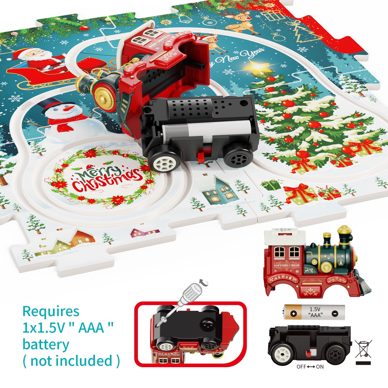 PayUSD 26 PCS Jigsaw Puzzles for Kids 3 6 with a Train Toddler Puzzles Track Play Set Toy Cars Puzzle Mat Running on Track for Boys and Girls Christmas Gift
