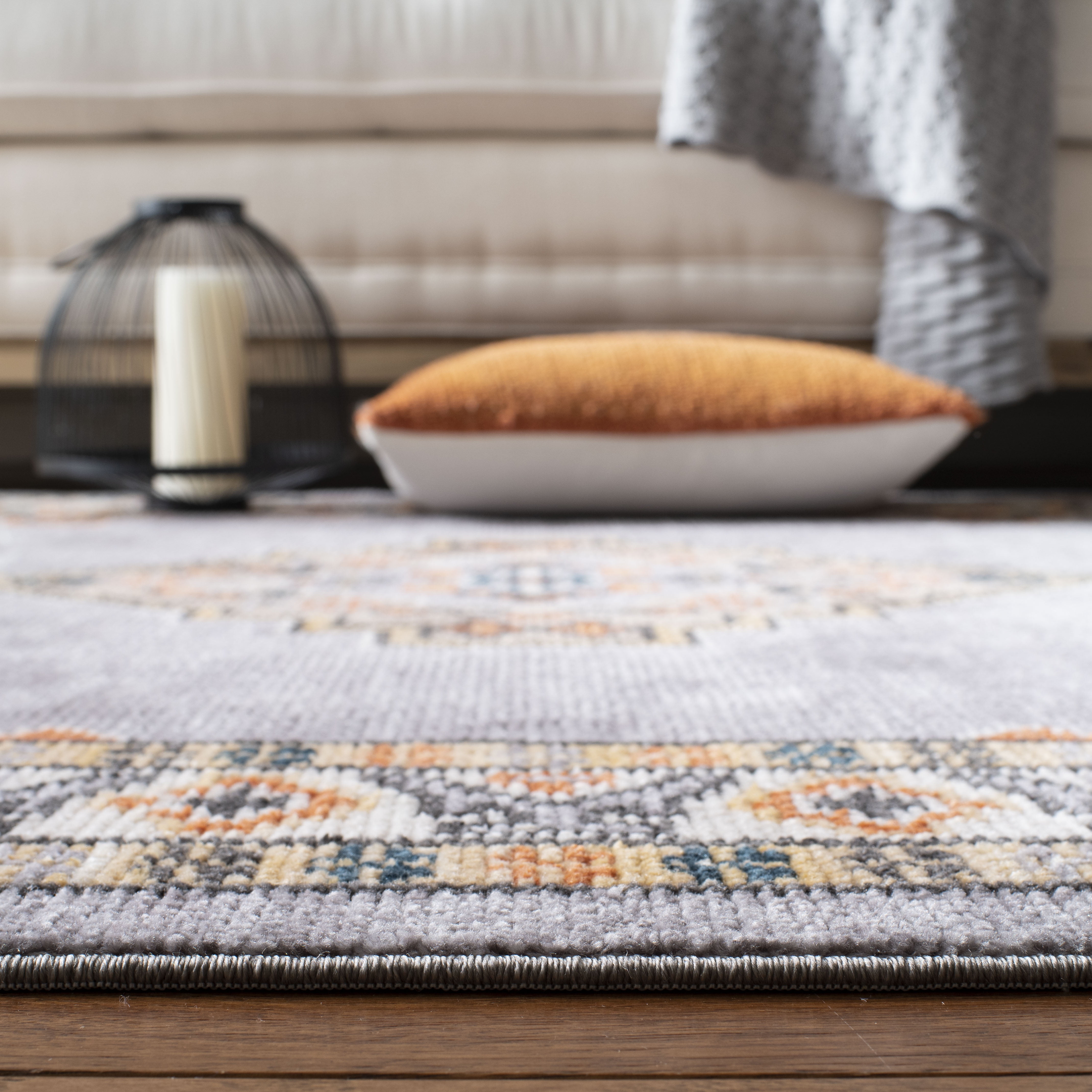 Safavieh Farmhouse Arline Southwestern Area Rug, Gray/Orange, 4' x 5'4"