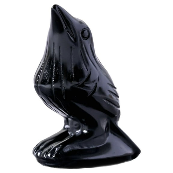 ZMKIAG Mini Crow Figurine Statue - Natural Black Stone Animal Sculpture for Home Office Decor, Gothic Bird Ornament Collection for Shelf, Desk, Bedroom Display (3.14" x 1.97" x 3.9")