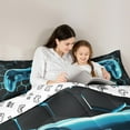 thumbnail image 4 of jejeloiu Kids Gamepad Controller 7-Piece Bedding Comforter Set,Console Gamer Gaming King Bedding Sets,Cyan Hexagon Bed Sheets For Boy,Microfiber Bedroom Decor Reversible, 4 of 8