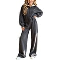 thumbnail image 2 of Oiangi Girls Zip Up Sweaters Stand Collar Jacket and Pants,Teen Girl Cozy Knit Thermal Outfits 2 Piece Sets for Winter Dark Gray 5-6 Years, 2 of 5