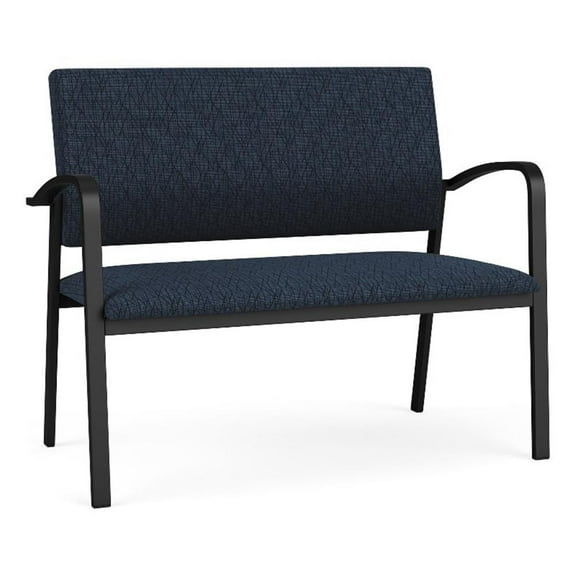 Newport Reception Waiting Room 2-Seat Tandem Seating / Black Steel / Blue