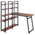 thumbnail image 2 of HomCom 5-Tier Versatile L-Shaped Computer Desk Writing Table with Display Shelves and Metal Frame, Space-Saving, for Study Room Black/Walnut, 2 of 9