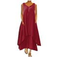 thumbnail image 2 of OSFVNOXV Plus Size Boho Dresses for Women Cotton Linen Sleeveless Dress Layered Flowy Maxi Length Sleep Beach Dress, 2 of 5