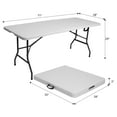 thumbnail image 3 of 6FT Plastic Foldable Table with Carrying Handle, Outdoor Picnic Table Party Table for Camping, Wedding, Kitchen, Beach - White, 3 of 8