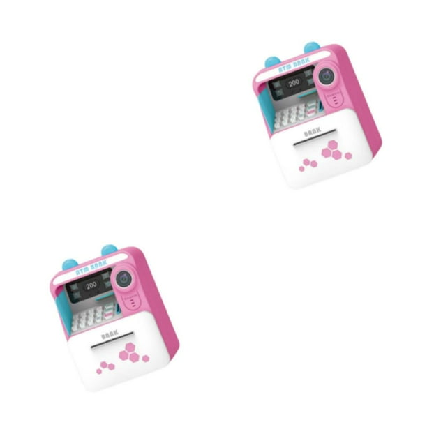 Vogacara Hucha de juguete pequeña máquina de cajero automático moneda caja registradora juguetes para niños niñas Rosa 2piezas