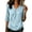 Light Blue, variant on Women's V Neck Cardigan 3/4 Sleeve Wrap Tunic Top Button Down Lightweight Summer Shirts