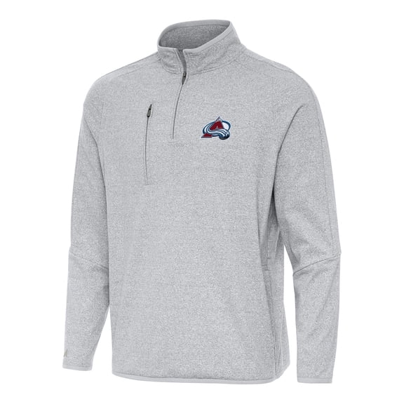 Men's Antigua Heather Gray Colorado Avalanche Certain Quarter-Zip Tri-Blend Sweatshirt