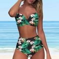 thumbnail image 2 of TOWED22 Ruffle V Neck Two Piece Swimsuits for Women, High Waisted Sexy Bathing Suits Women's Bikini Set Ladies Swimwear(Green,XXL), 2 of 5