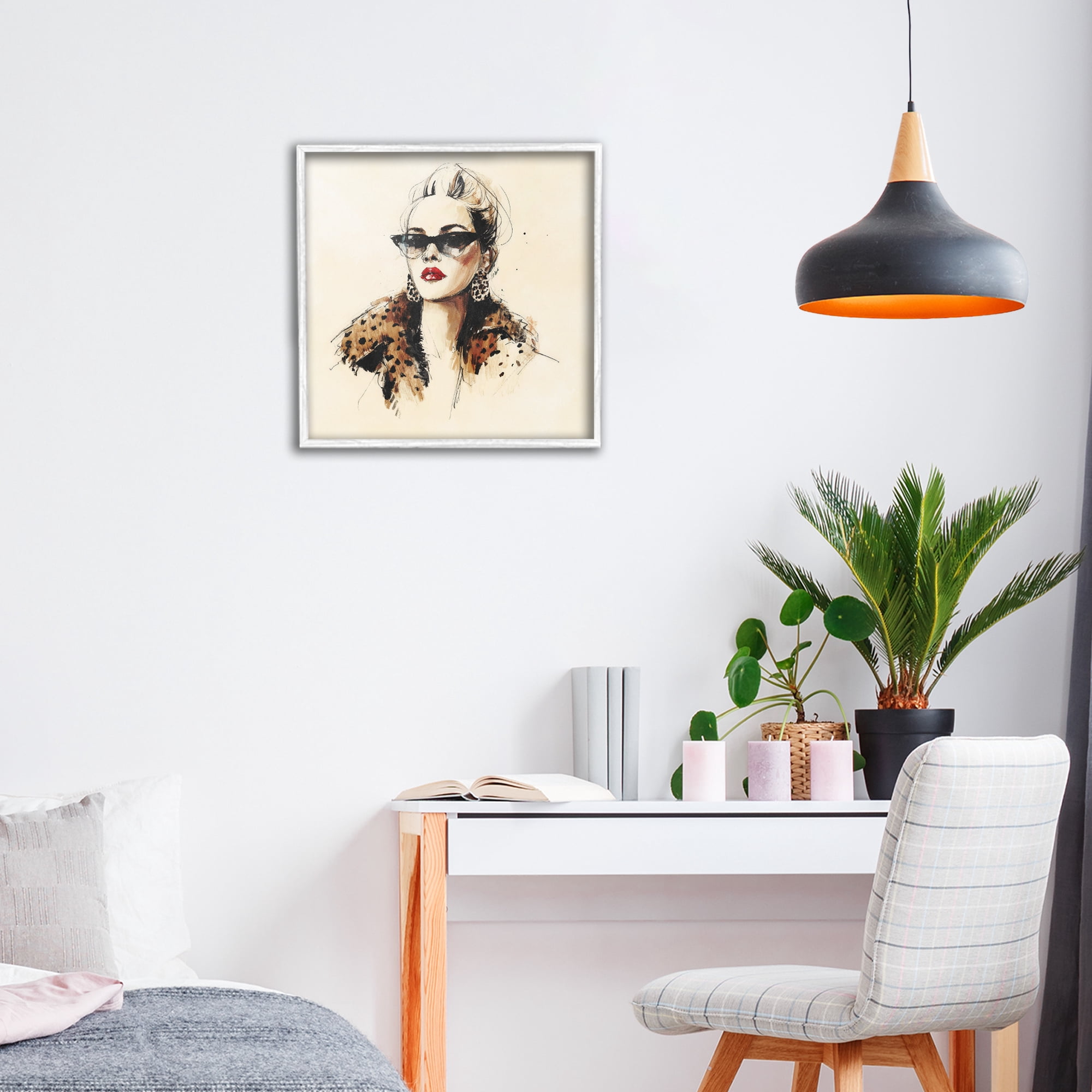 Stupell Industries Glam Leopard Sonata Portrait White Framed Giclee Art, design by Svetlana Aleynikova