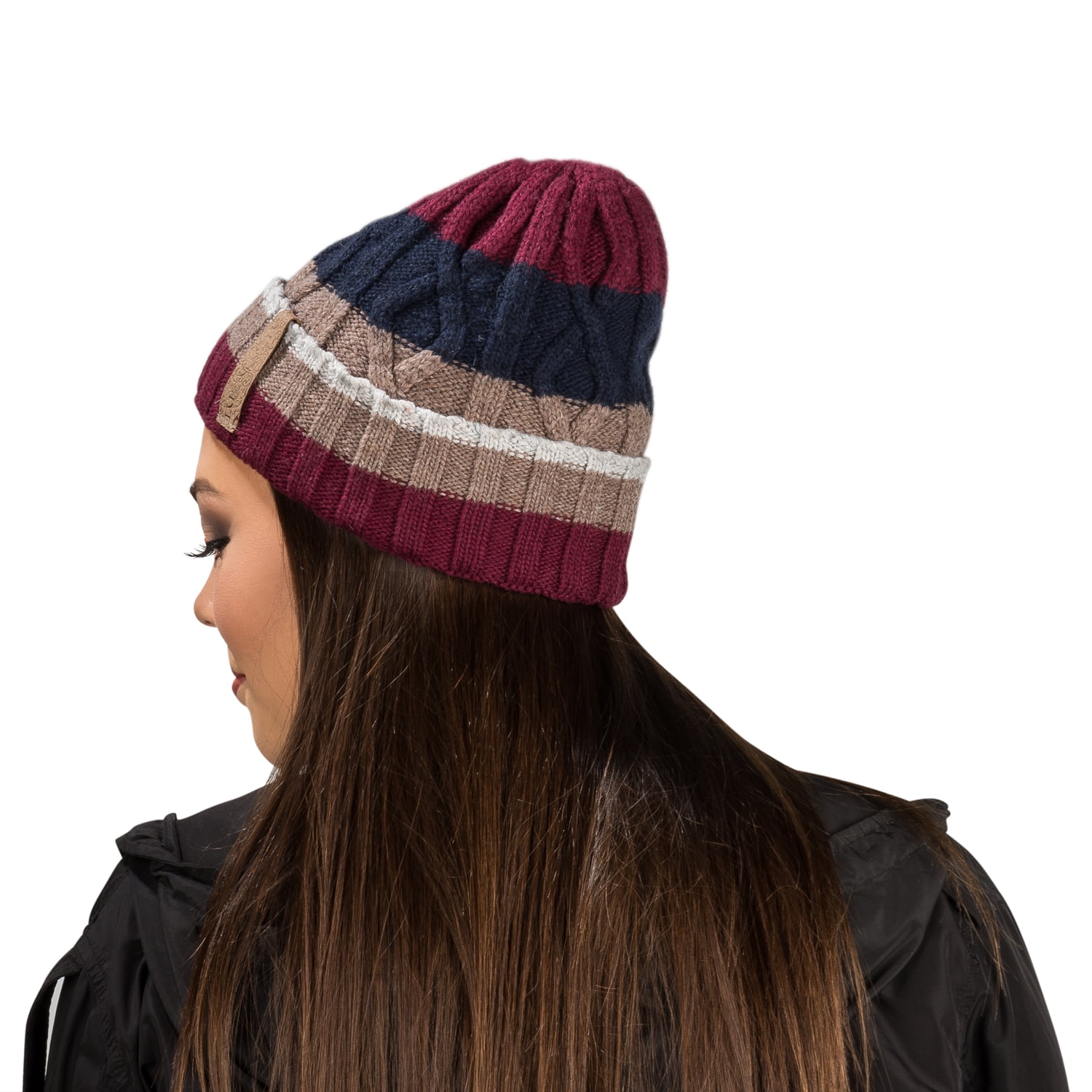 Women's Patriot Warm and Cozy Knitted Beanie and Soft Plush Chic Infinity Scarf Bundle