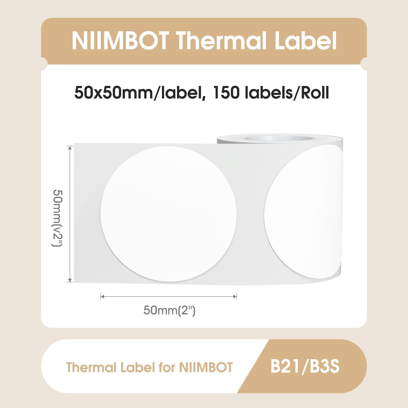 NIIMBOT Waterproof Thermal Labels for B1/B21/B3S, 2