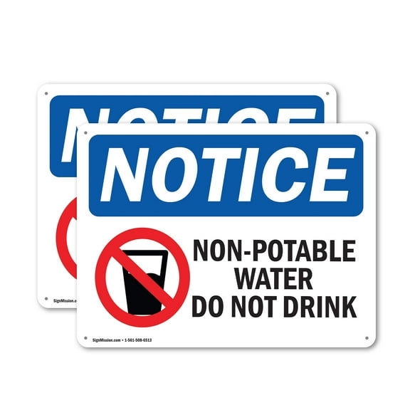 (2 Pack) Non-Potable Water Do Not Drink OSHA Notice Sign 10 Inch X 7 Inch Plastic Sign, Weather Resistant, UV Protected for Workplace, Business, and Construction Site, Made in the USA