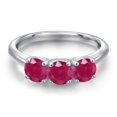 thumbnail image 3 of Gem Stone King 925 Sterling Silver Red Ruby Engagement Ring for Women | 1.65 Cttw | Round 5MM | Gemstone July Birthstone | Size 8, 3 of 6