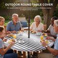 thumbnail image 3 of Round Outdoor Tablecloth with Umbrella Hole and Zipper, Ombre Black Grey Striped Tablecloth with Elastic Waterproof, Farmhouse Modern Stripes Patio Table Covers for 45" - 54" Picnic Pool Tables, 3 of 9