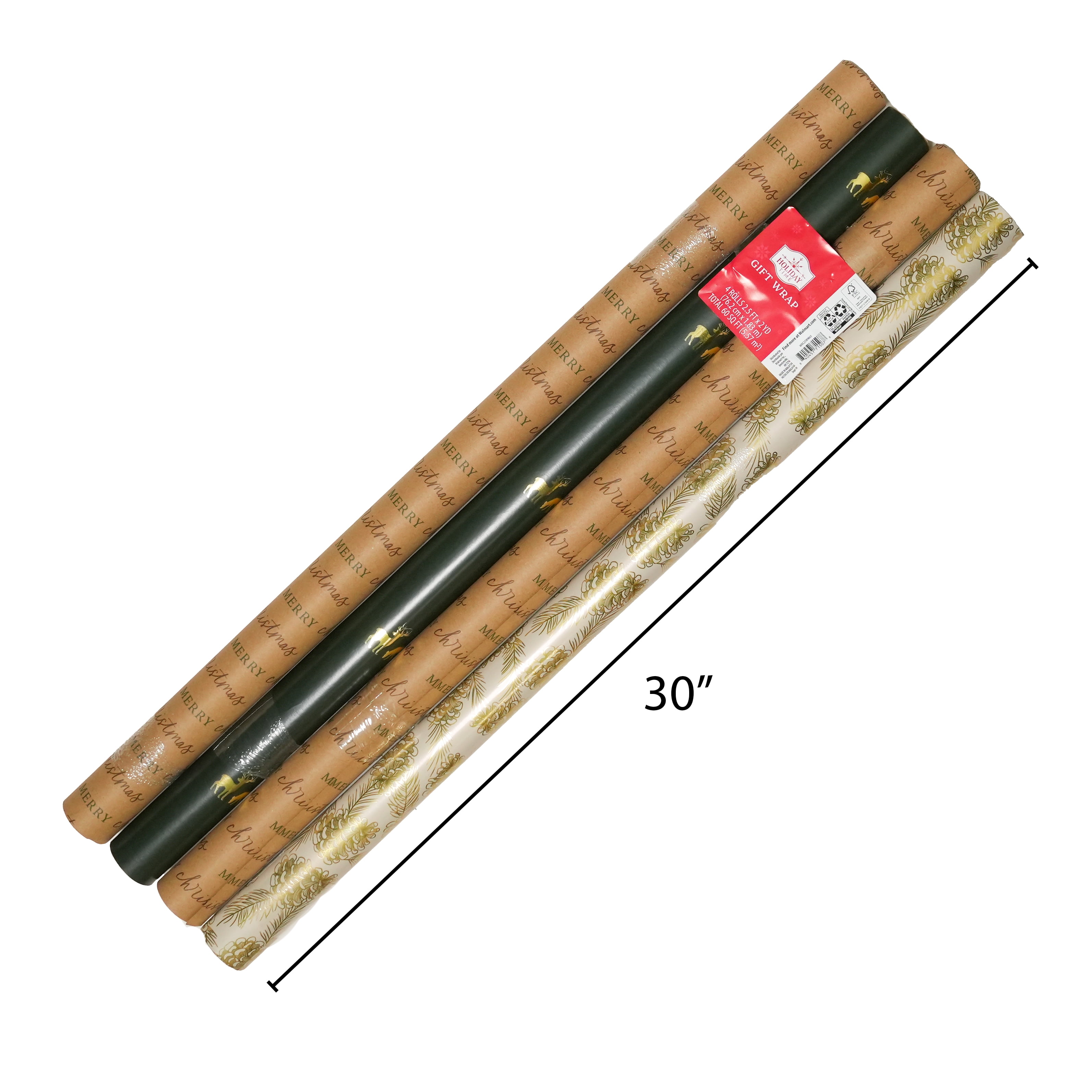 Multicolor Assorted Cabin Chic Christmas Wrapping Paper, 60 sq ft