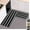 Black and Gray Strips, variant on Buffalo Check Plaid Kitchen Rug Set - 2PCS (17x47 & 17x29), Farmhouse Style, Non-Printed Woven Surface, Non-Slip, Machine Washable, Brown & White