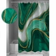 thumbnail image 3 of Shower Curtain Bathroom Set Abstract Green Marble Texture Waterproof Fabric Shower Curtains with Grommets&Hooks Modern Fluid Art Privacy Bath Curtain for Bathtub 60x72in, 3 of 7