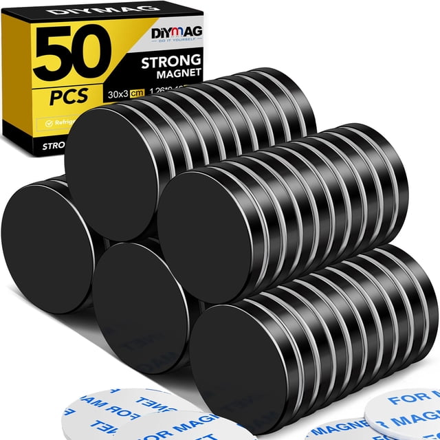 Disco magnético de neodimio DIYMAG, color negro, 3,2 cm de diámetro, 50 unidades