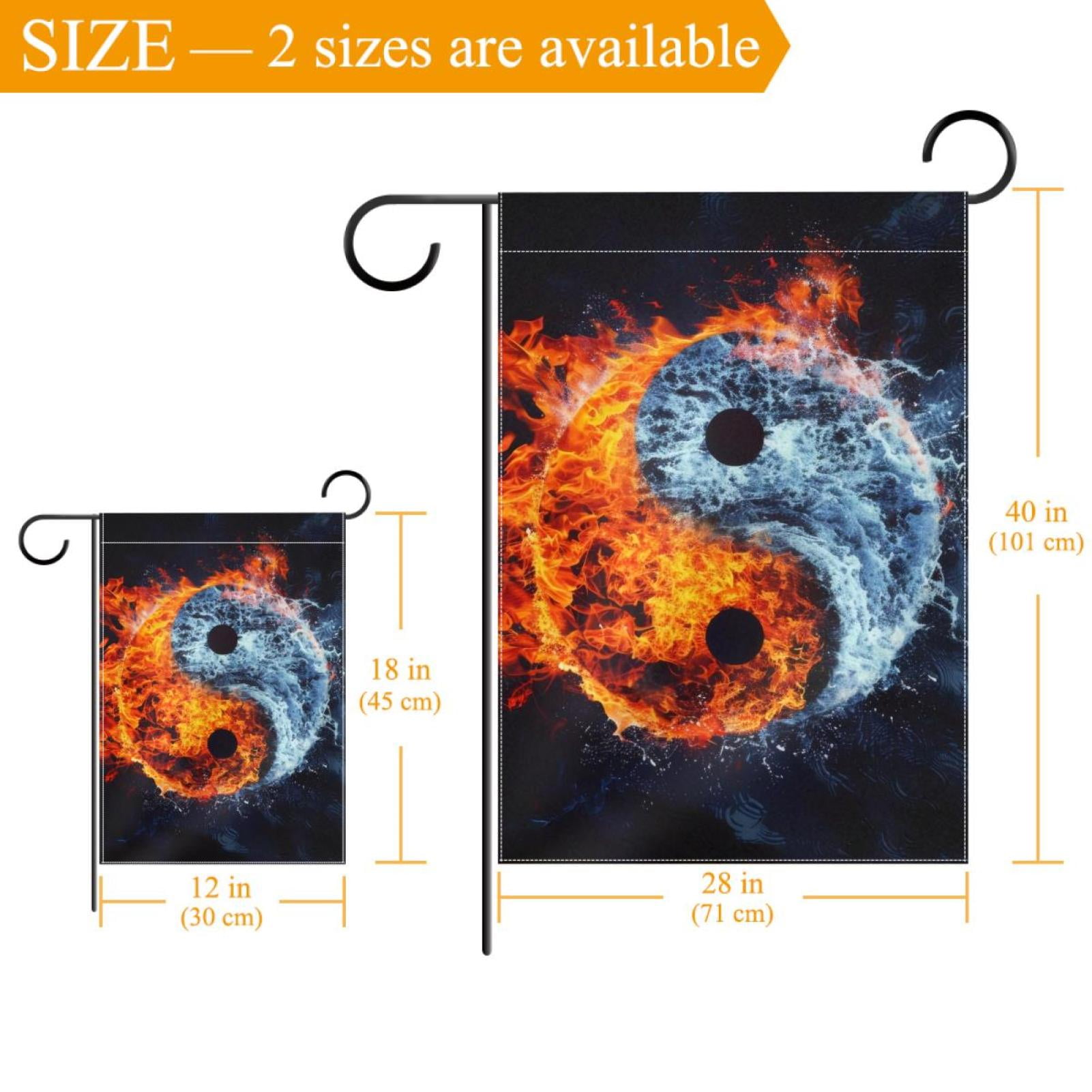 Welcome Symbol of Yin-Yang Water and Fire Garden Flag, Vertical Double Sided Small House Flag, Yard Farmhouse Outdoor Deck Veranda Lawn Decor 28x40 Inch