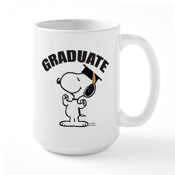 CafePress - Snoopy Graduate - 15 oz Ceramic Large White Novelty Mug