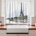thumbnail image 2 of Ambesonne Paris Kitchen Curtains, Eiffel Tower Birds Trees, 55"x39", Black and White, 2 of 3