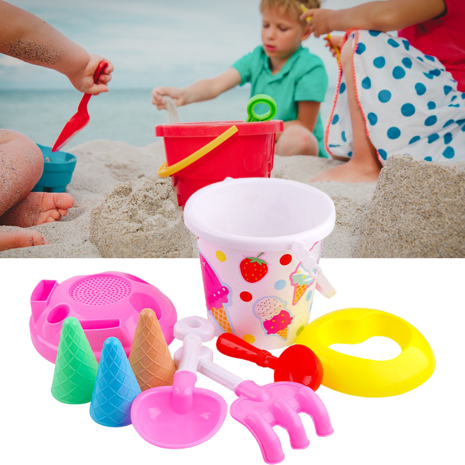 Wharick 8pcs Beach Sand Digging Tools Set, Beach Barrel,Barrel Cover