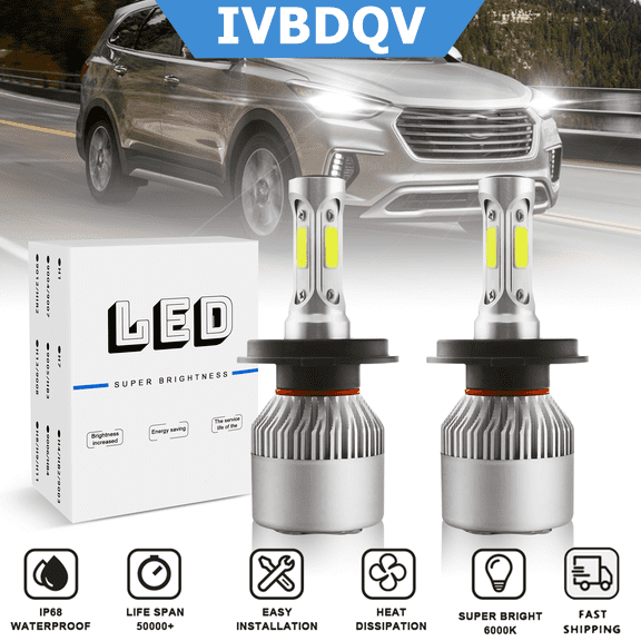 For Hyundai Santa Fe 2001-2006 H4/9003 LED Headlight High/Low Beam Super Bright White Bulb Replacement Kit 2Pcs