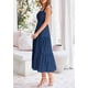 thumbnail image 5 of Vestido PRETTYGARDEN para mujer, midi, fruncido, de verano, azul oscuro, 5 of 9
