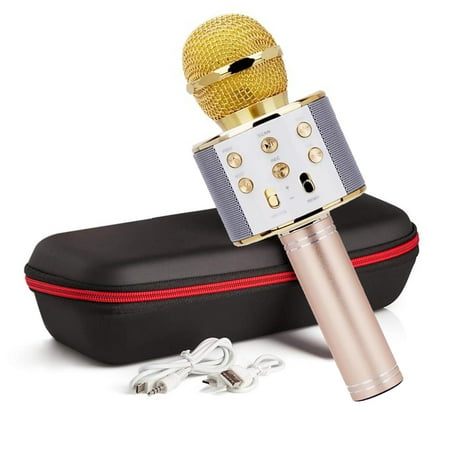 Wireless Bluetooth Karaoke Microphone,3-in-1 Portable Handheld Karaoke Mic Speaker Machine Home Party for All Smartphone(Rose