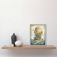 thumbnail image 2 of City in the Clouds Pastel Colour Concept Art Modern Watercolour Painting Artwork Framed Wall Art Print A4, 2 of 4