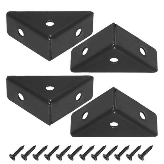 Uxcell 4-Pack L-Shape Corner Brace, 1.5 x 1.5 in Stainless Steel Right Angle Support Brackets Fastener Joint [Black]