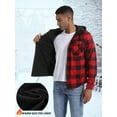 thumbnail image 6 of GIRUNS Men's Plaid Shirts Jacket Fleece Flannel Lined Long Sleeve Shirts Sherpa Button Down Coat With Hood Red M, 6 of 9