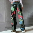thumbnail image 6 of LEBONYARD Wide Leg Pants,Womens Trouser Pants,Women Camouflage Elastic Waist Straight Tube Drawstring Pocket Workwear Pants Army Green XL, 6 of 6