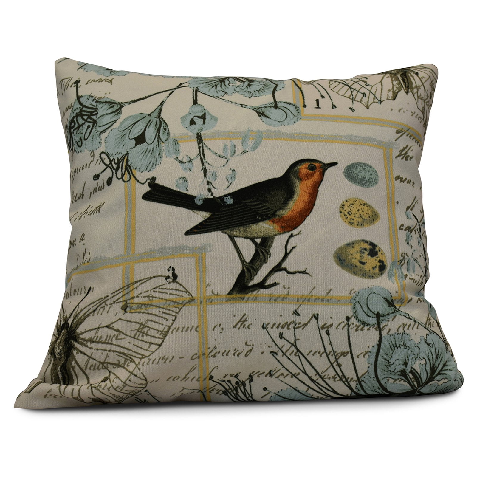 Simply Daisy 16" x 16" Sweet Tweets Holiday Floral Print Pillow