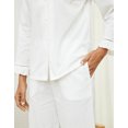 thumbnail image 5 of LYCY 100% Cotton Women Pajama Set, Soft Cute Button up Long Sleeve Sleepwear Pjs Set(White,M), 5 of 5